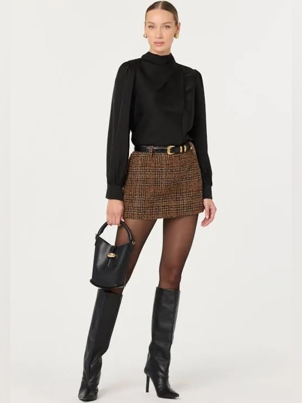 ASTR the Label Kyleigh Plaid Tweed Mini Skirt, NWT SIZE SMALL